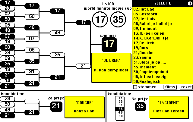 Uitslag 60 seconden wedstrijd 1999